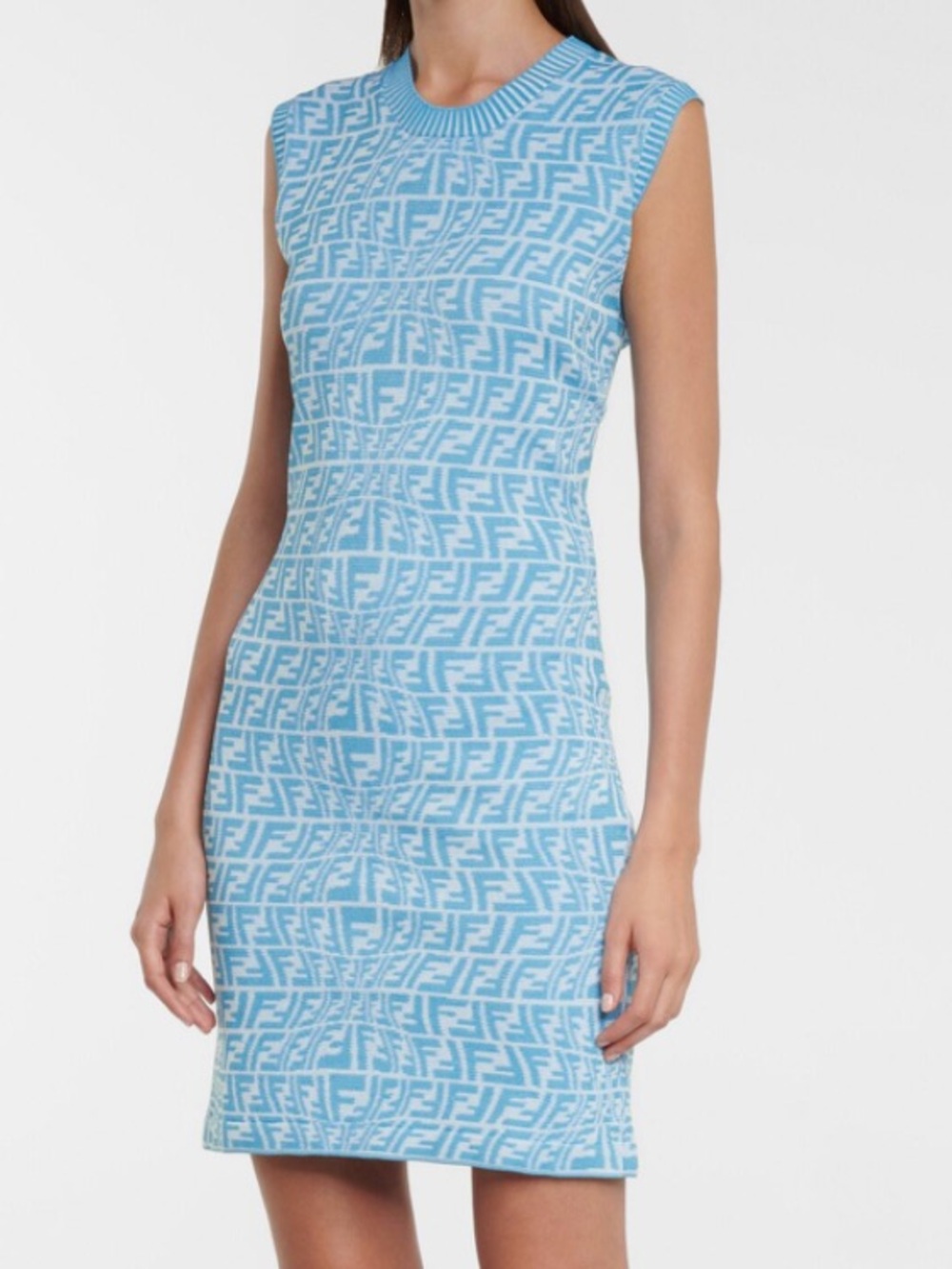 Fendi Blue FF Vertigo Knit Minidress in Blue